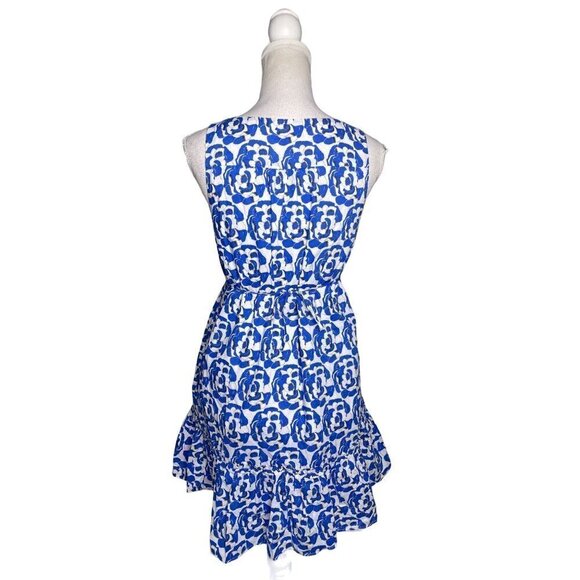 Thakoon Collective Printed Ruffle Dress Blue Womens Size 6 - Picture 8 of 12